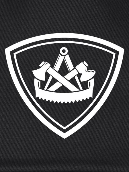 Emblem mit traditionellem Zunftzeichen Zimmermann