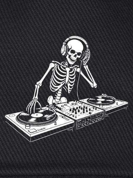 DJ Skeleton in Kopfhörern