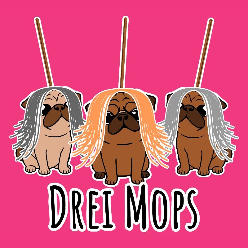 Zwei Mops - Hunde oder Putzgeräte? Hunde Humor?