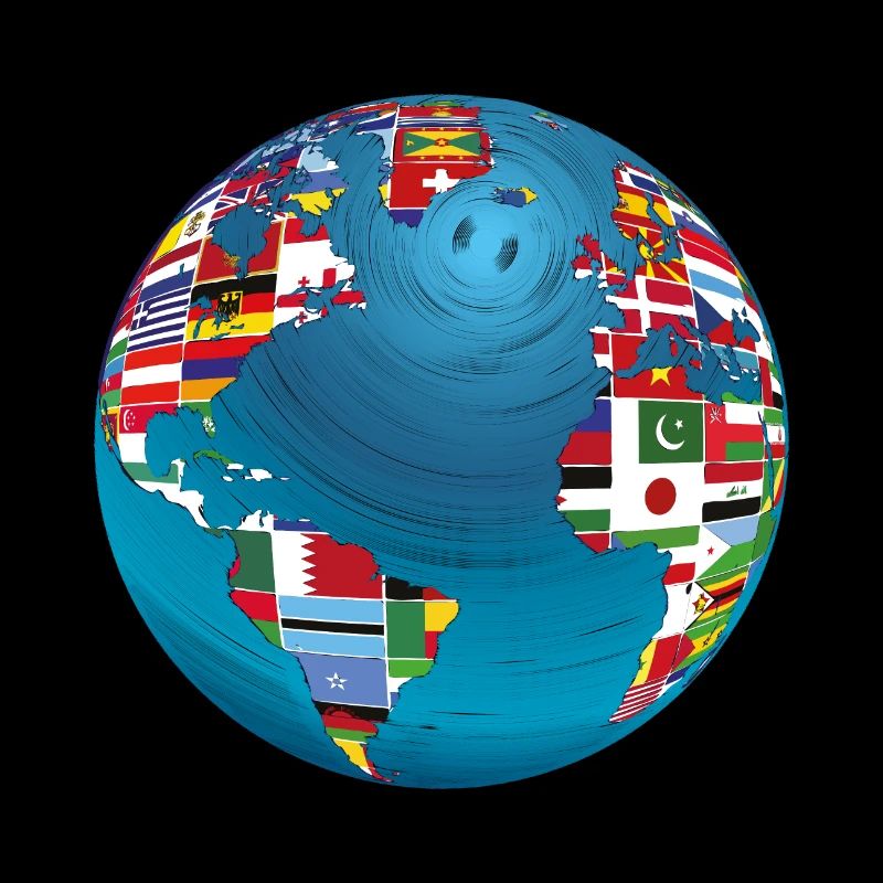World map globe earth globe country flags continents