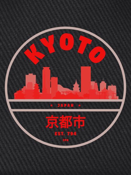 Kyoto Skyline Rot Silhouette