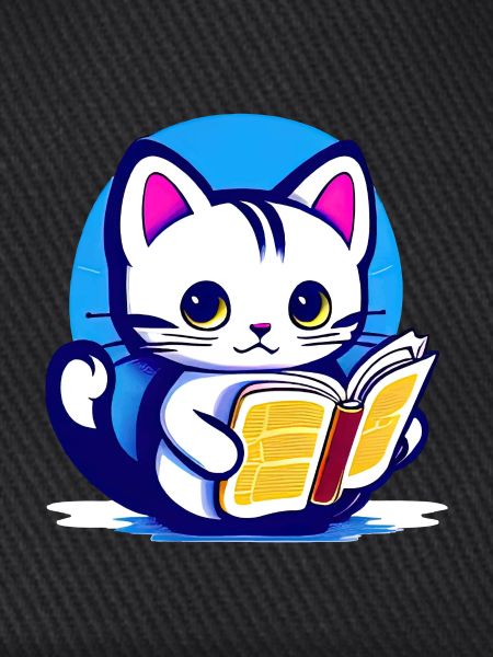 Katze liest ein Buch