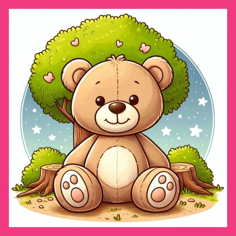 Teddybär vor einem Baum