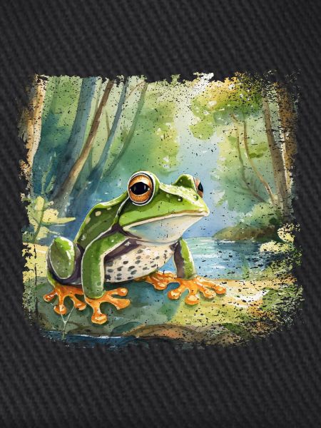 Niedlicher junger Frosch im Kinderbuchstil