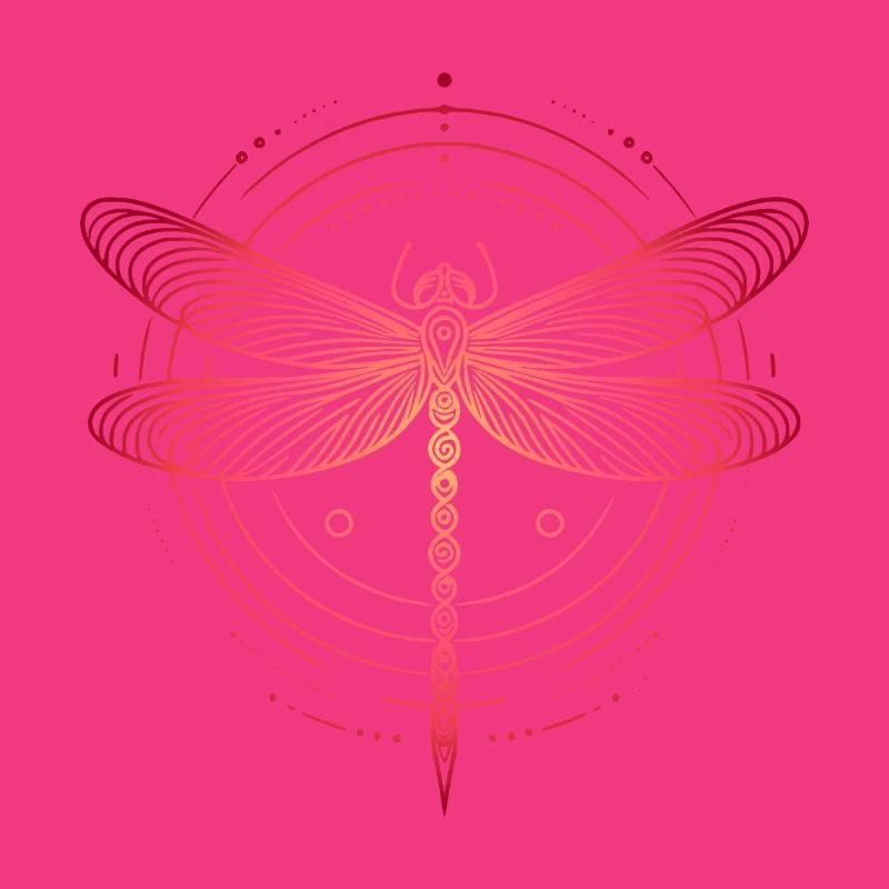 Dragonfly Spiral Patterns, Pink Gradient