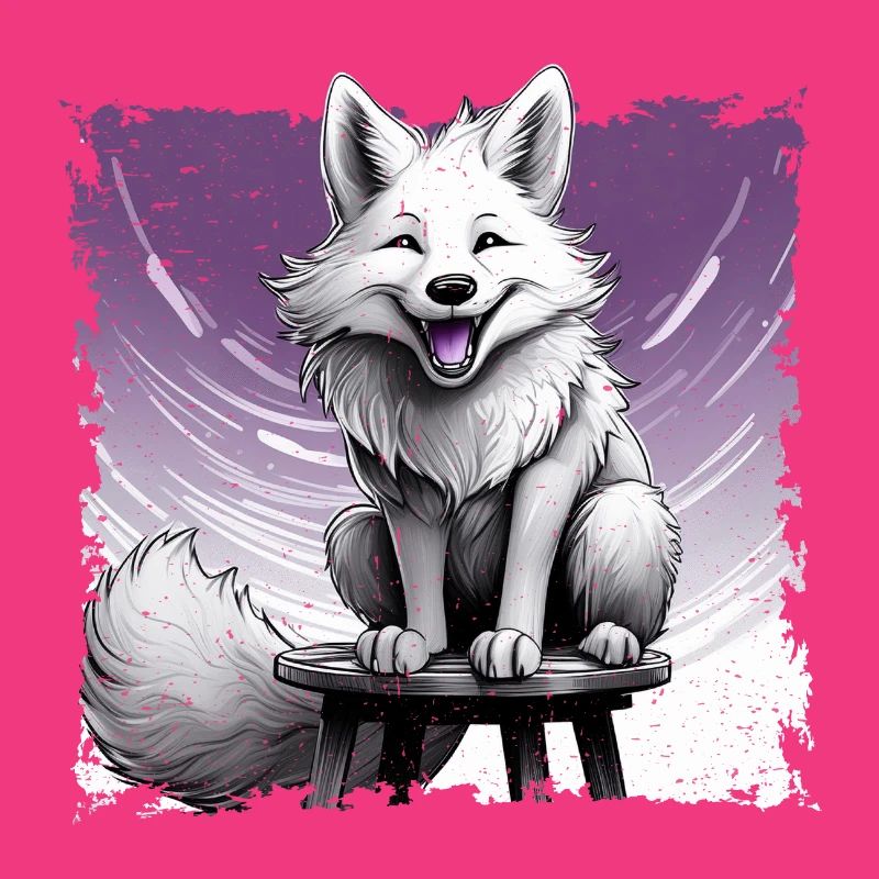 Fox comic, laughing, sitting on stool | Poster