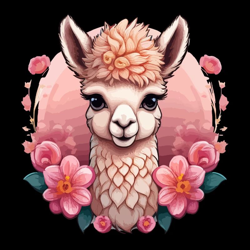 Süßes Alpaka mit Blumen