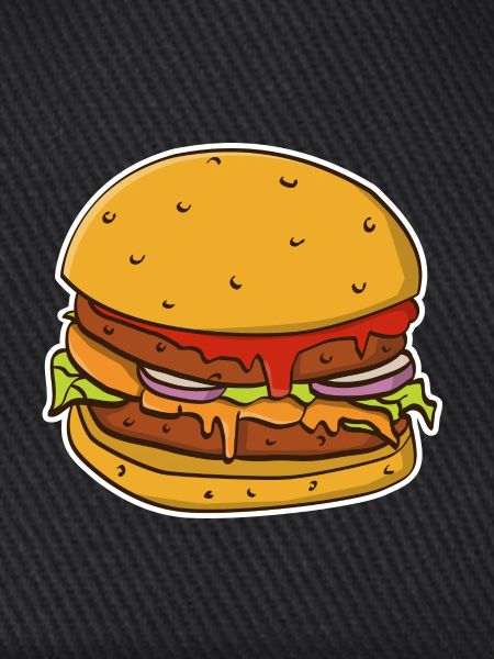 Buntes Bild eines Hamburgerbrötchens.