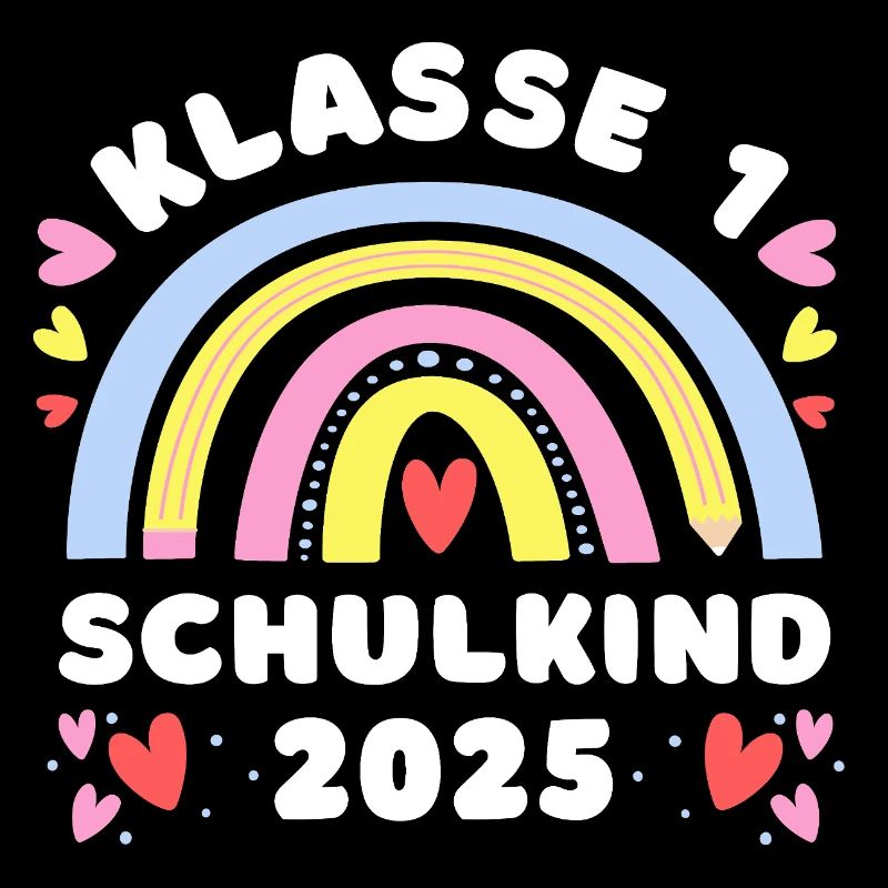 Schulkind 2025 - Regenbogen mit Stift - Klasse 1