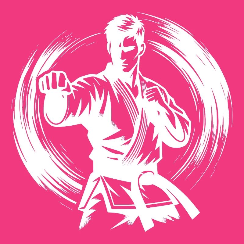 Dynamische Kampfpose Perfekte Karate Silhouette