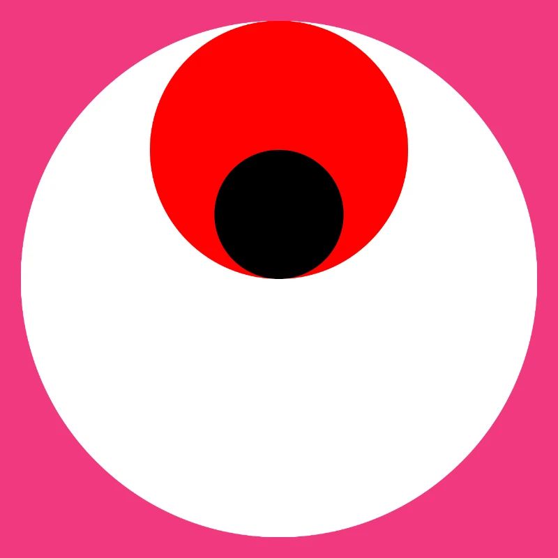 3 circles, white, red and black
