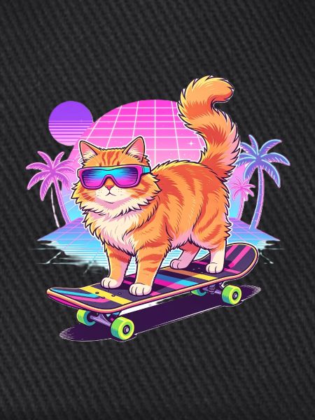 Retro Synthwave Katze Skateboard