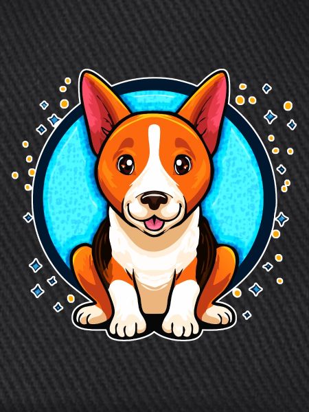 Basenji-Hund (Comic-Porträt)
