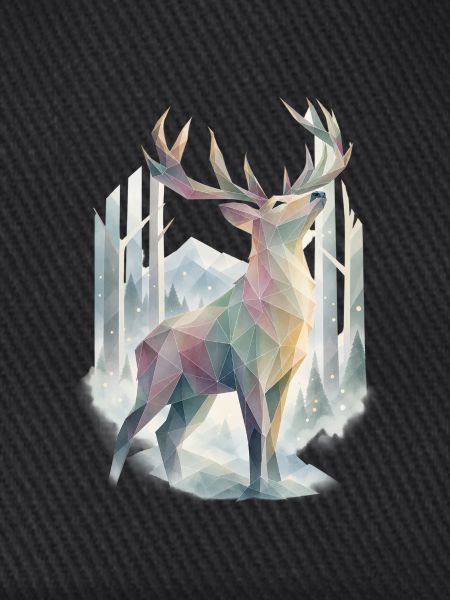 Pastell-Polygonhirsch im Winterwald