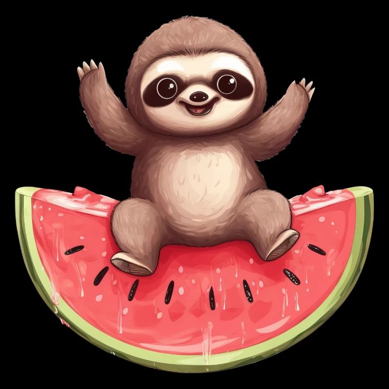 Faultier mit Wassermelone - Süßes Sommer Design