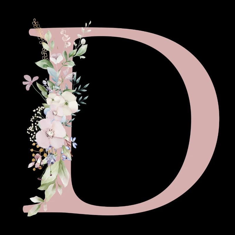 D Monogram, Floral, Customizable