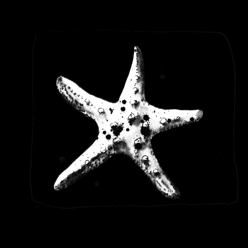 Étoile de mer cool dessinée à la main en noir