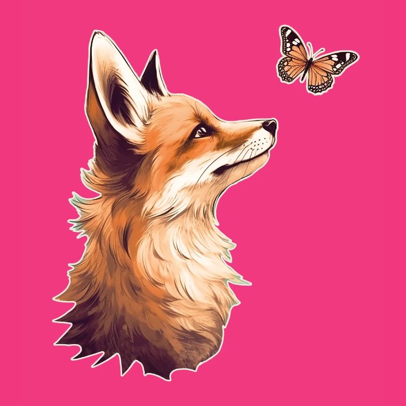 Fox with butterfly