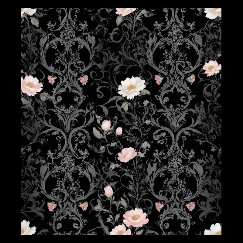 Floral pattern on black background