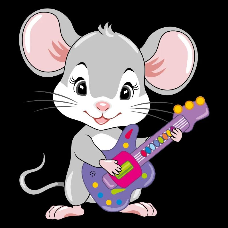 Funny little mouse is playing the guitar