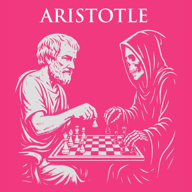 Aristotle and Grim Raper Chess Illustration
