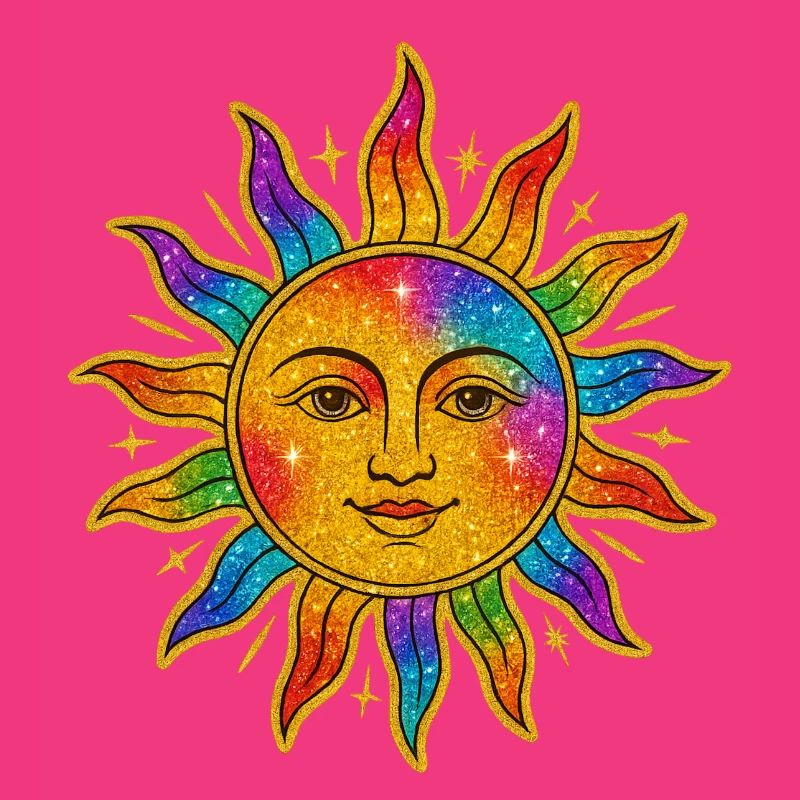 Sonne im Regenbogen-Glitzer