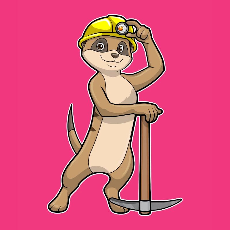 Suricate comme mineur avec pioche