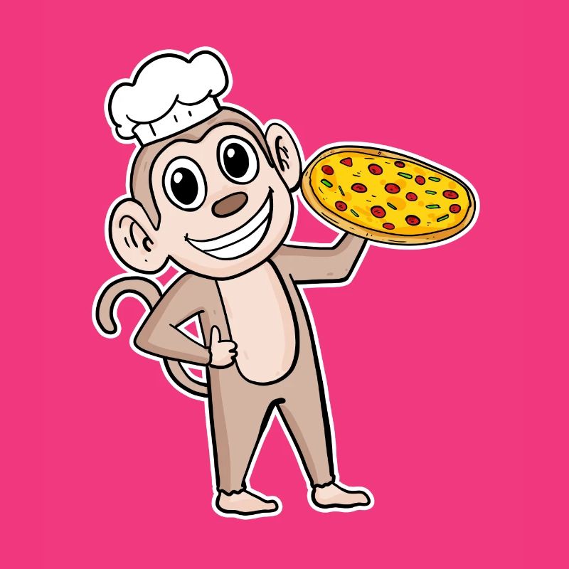 Pizza Maker Pizza Chef Monkey Italian