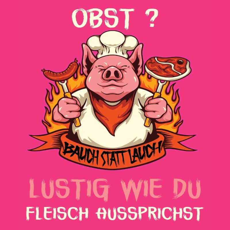 Witziges Schwein mit Fleischspruch