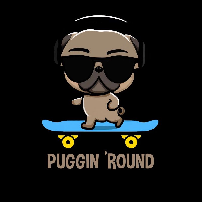 Pug on Skateboard Pugging Around