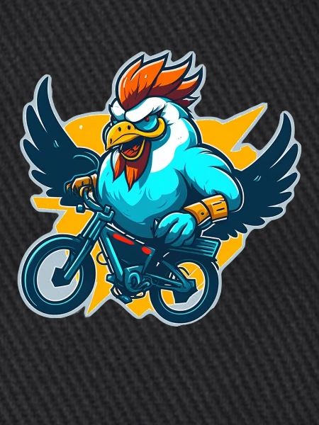 Hahn mit Fahrrad