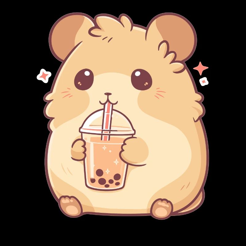 Kawaii Hamster Drinks Boba Bubble Tea Chibi