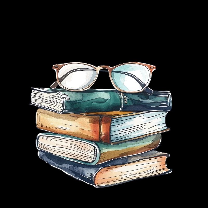Stack of classic books with glasses on them