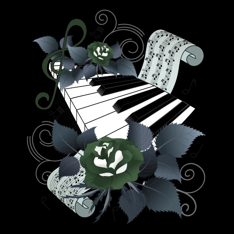 Piano à roses gris-bleu