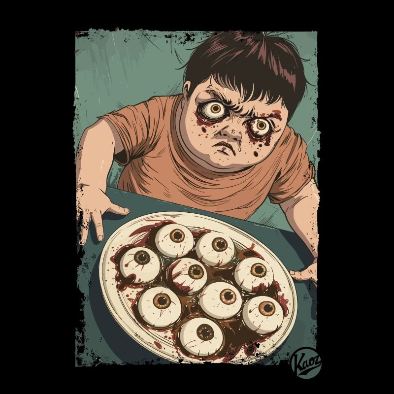 Wütendes Kind mit Augen-Suppe, ein Suppenkasper