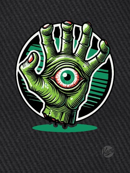 Grüne Zombie-Mutanten-Hand mit Auge