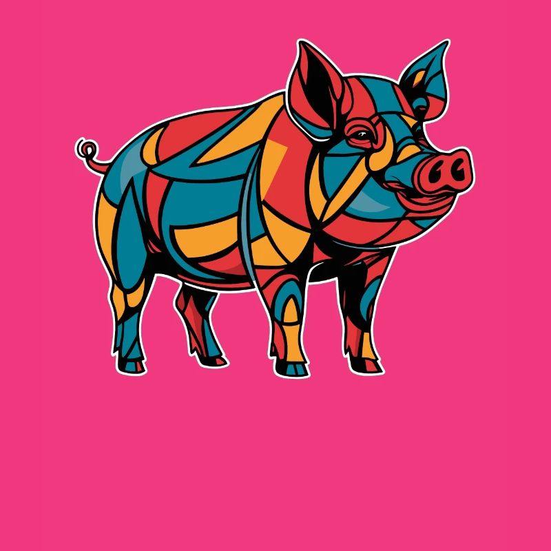 Cochon graphique graphique d’animal de ferme géométrique coloré