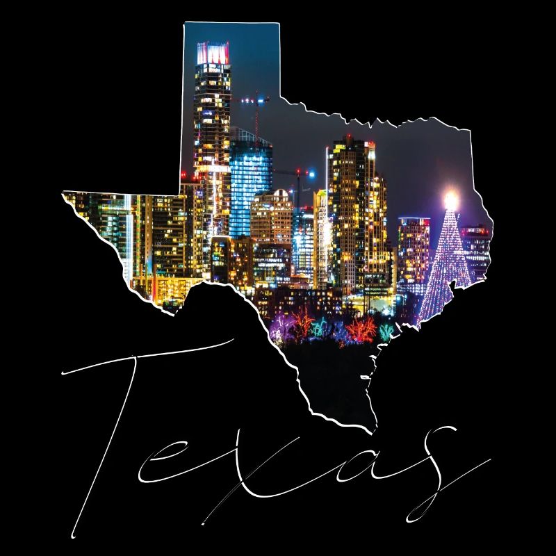 Austin Skyline in Texas State Map TX