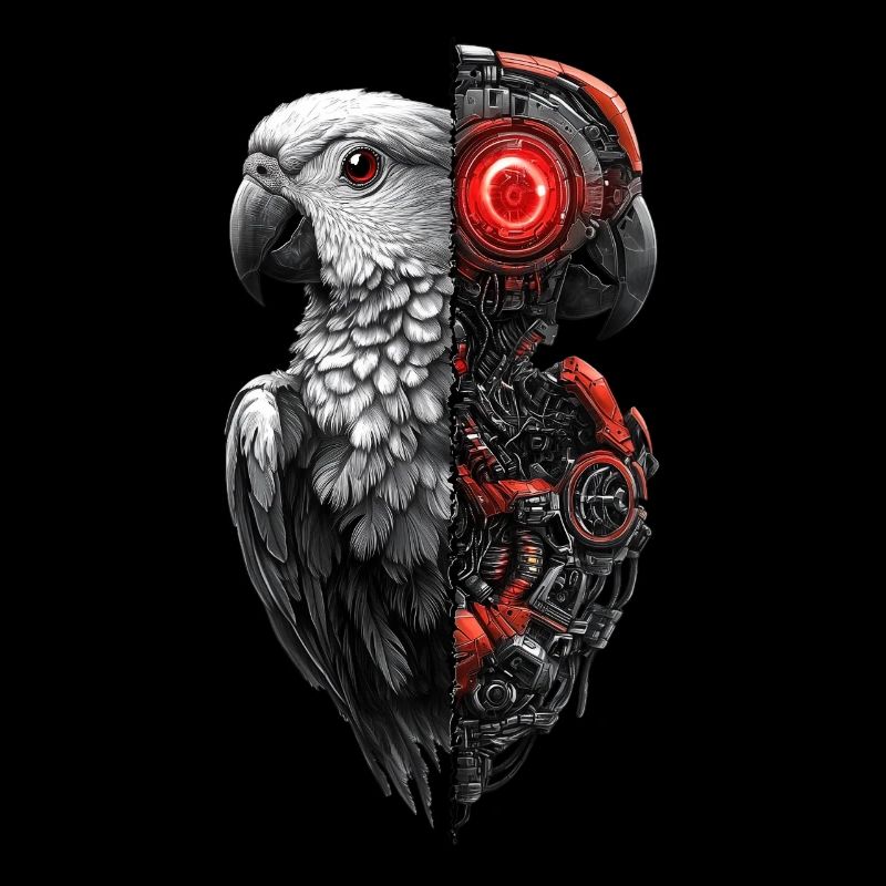 Drôle Robot Art Perroquet Cyborg Oiseau Perroquet