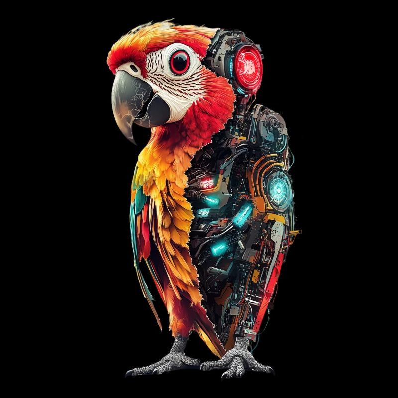 Drôle Robot Art Perroquet Cyborg Oiseau Perroquet