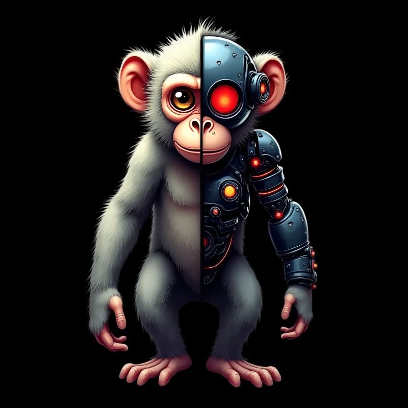 Lustiger Roboter Kunst Affe Cyborg Tier AI Monkey
