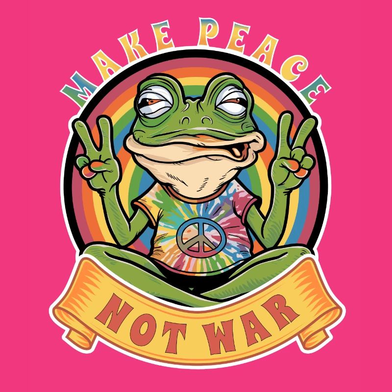 Make Peace Not War the Hippie Frog