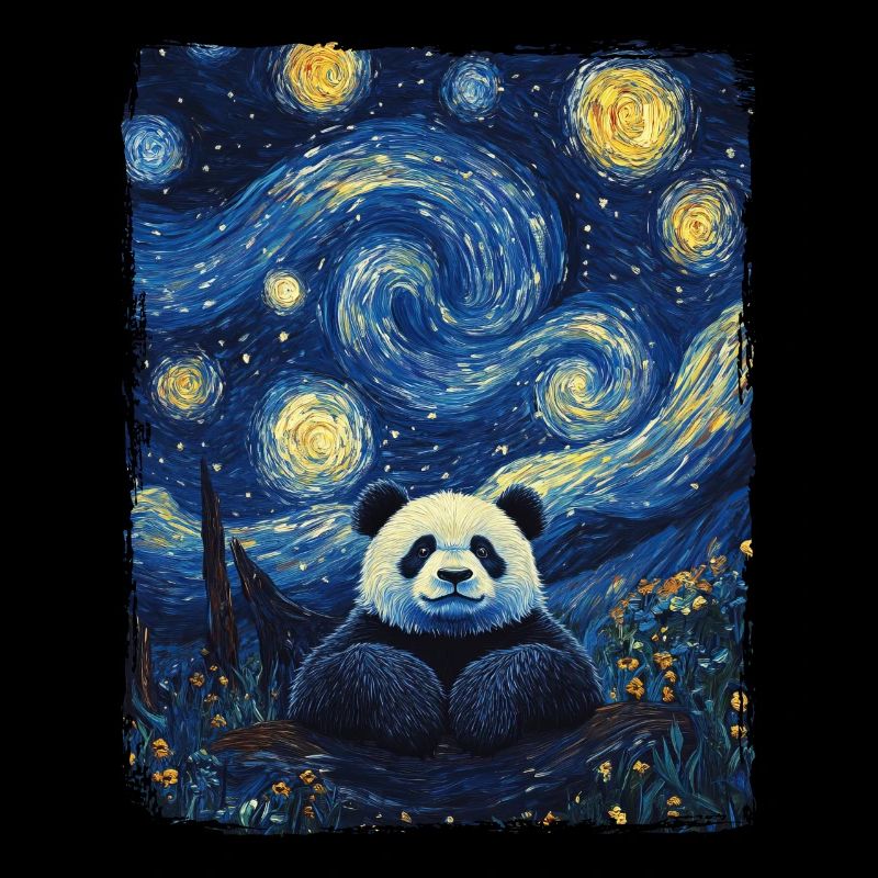 Panda Bär Tier Sternenhimmel Nachthimmel Malerei