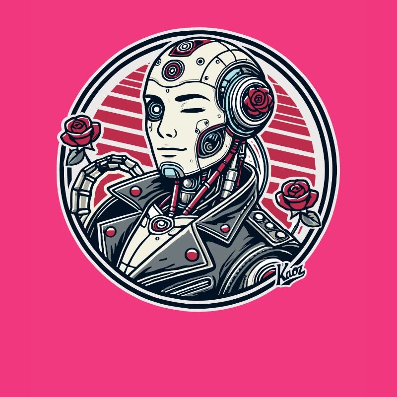 Beautiful cyborg dandy with roses