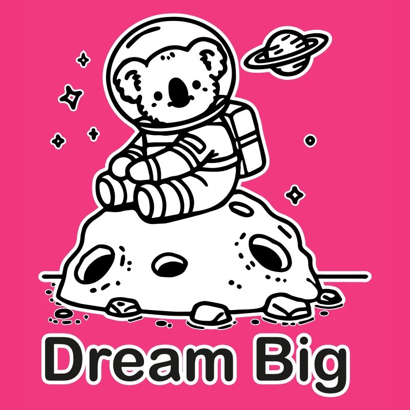 Astronaut Coala sitzt auf einem Meteoriten - Dream Big