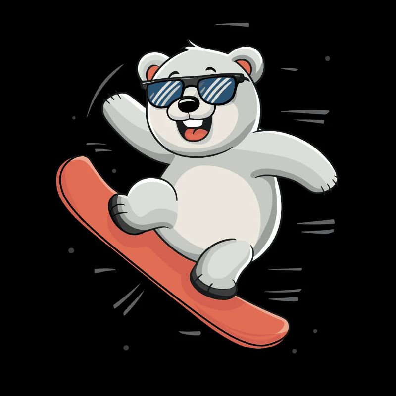 Aventure de snowboard cool avec l’ours polaire