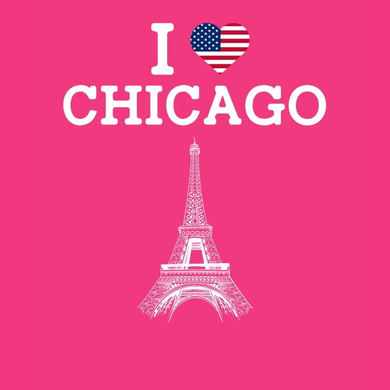 J’aime Chicage USA Drapeau Cool Tour Eiffel Lover