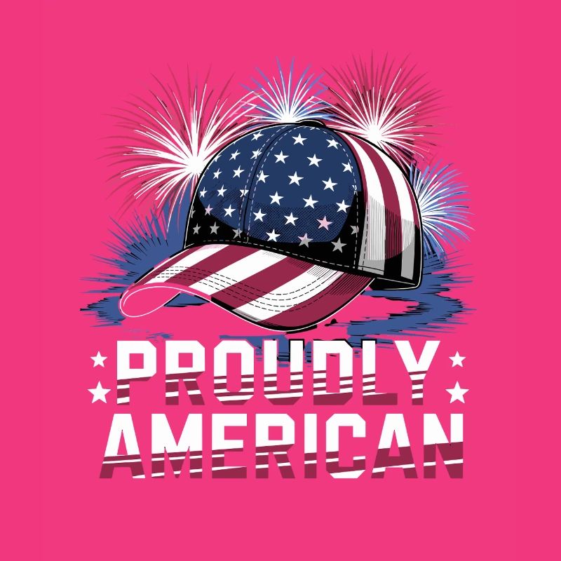 Proudly American Cap with Fireworks