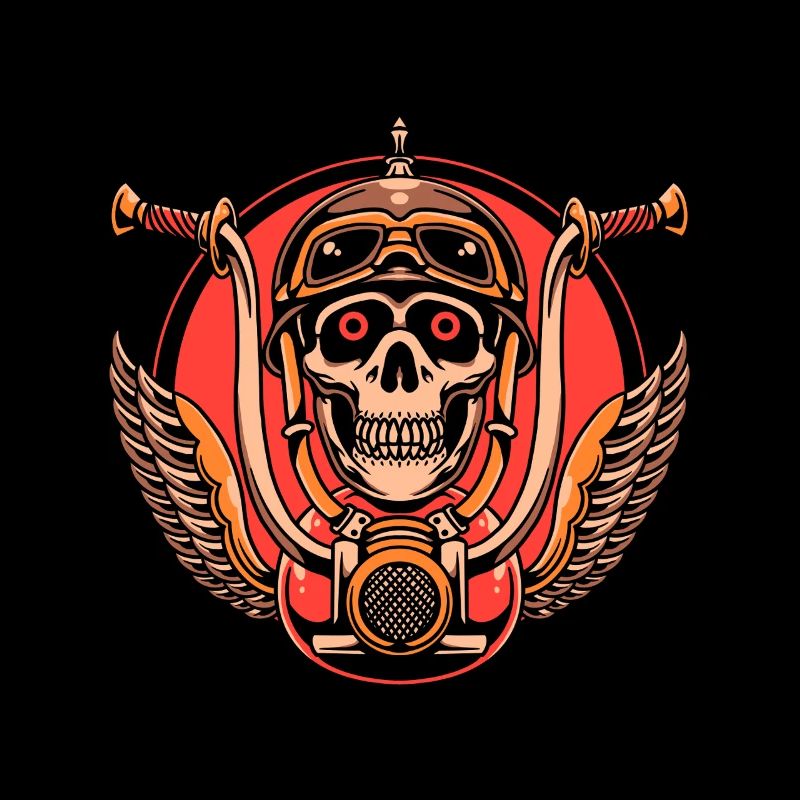 Skull Biker Chopper Motorcycle Biker
