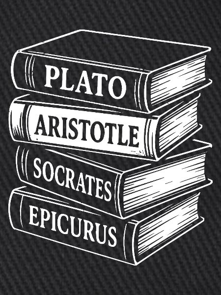 Klassische Philosophen Buchstapel Design